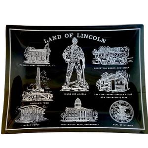 RARE Glass Lincoln Historical Commemorative Decorative Plate 9x7” Gorgeous!